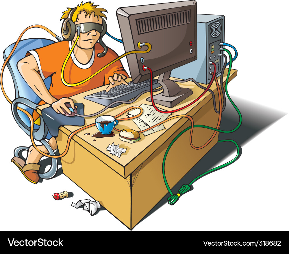 Computer addiction Royalty Free Vector Image - VectorStock
