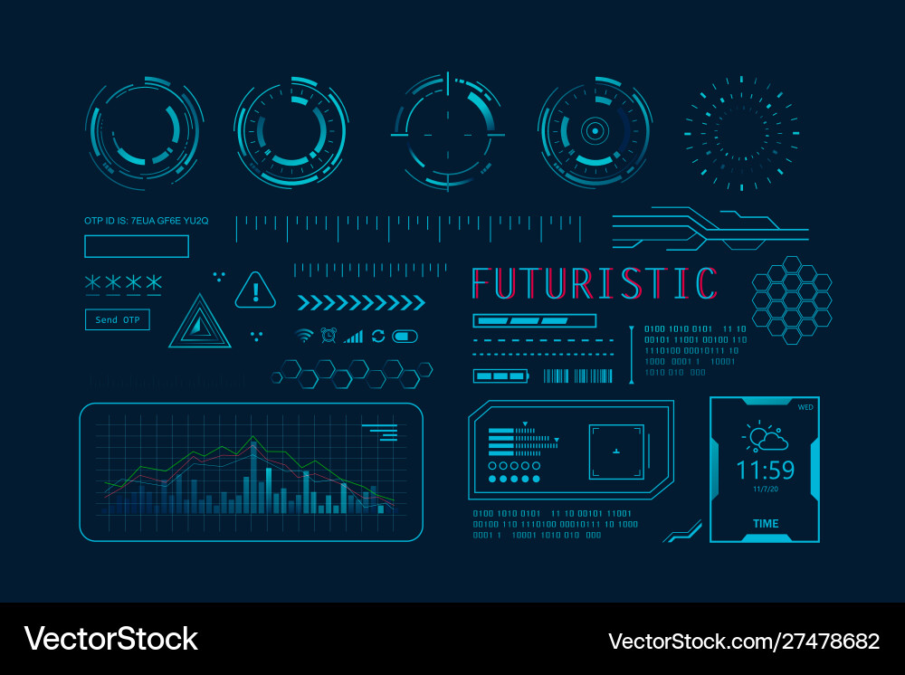 Futuristic hud ui for app user interface vector image