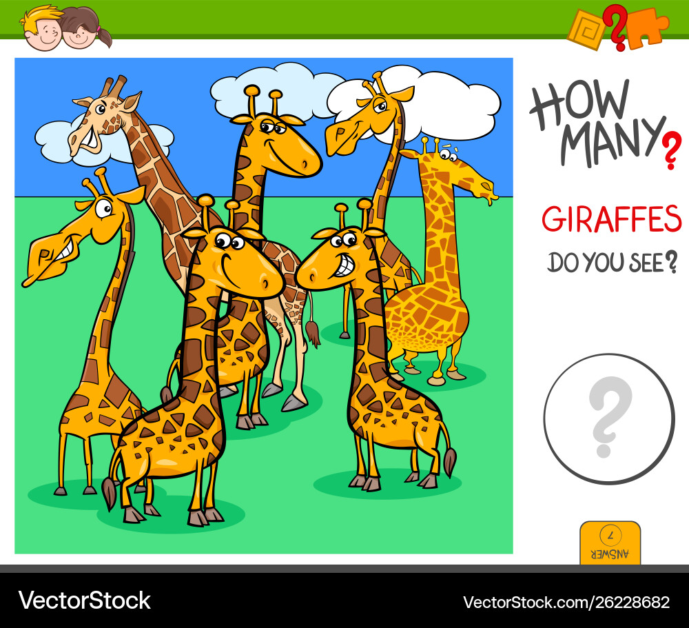 How many giraffes educational task for kids How many giraffes educational task for kids vector image