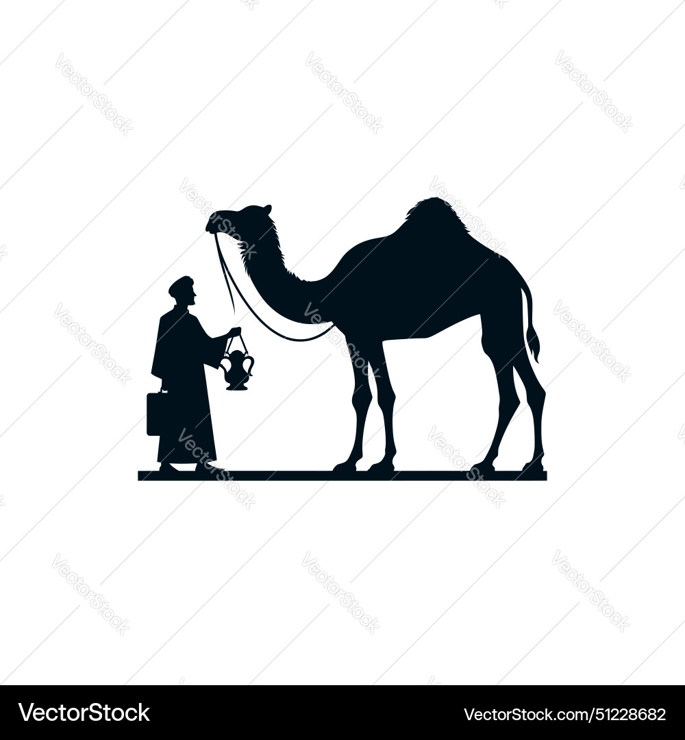 Man with camel on eid ul adha Vector Image
