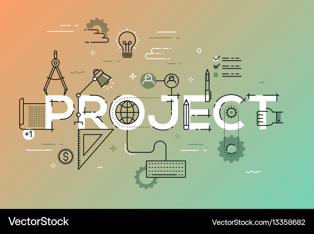 Thin line design concept for project website Vector Image