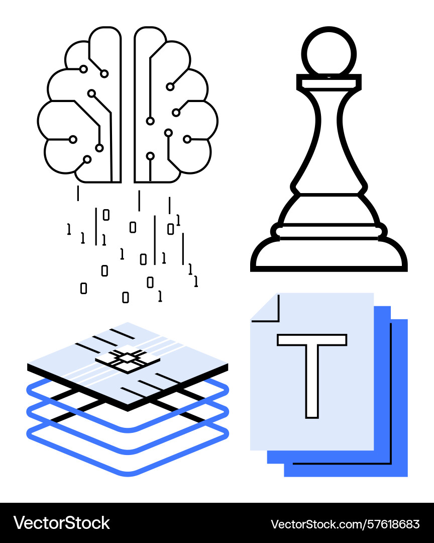 Artificial intelligence strategy and data vector image