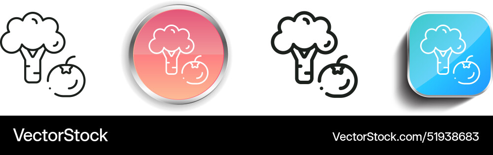 Broccoli icon thin linear regular and button vector image