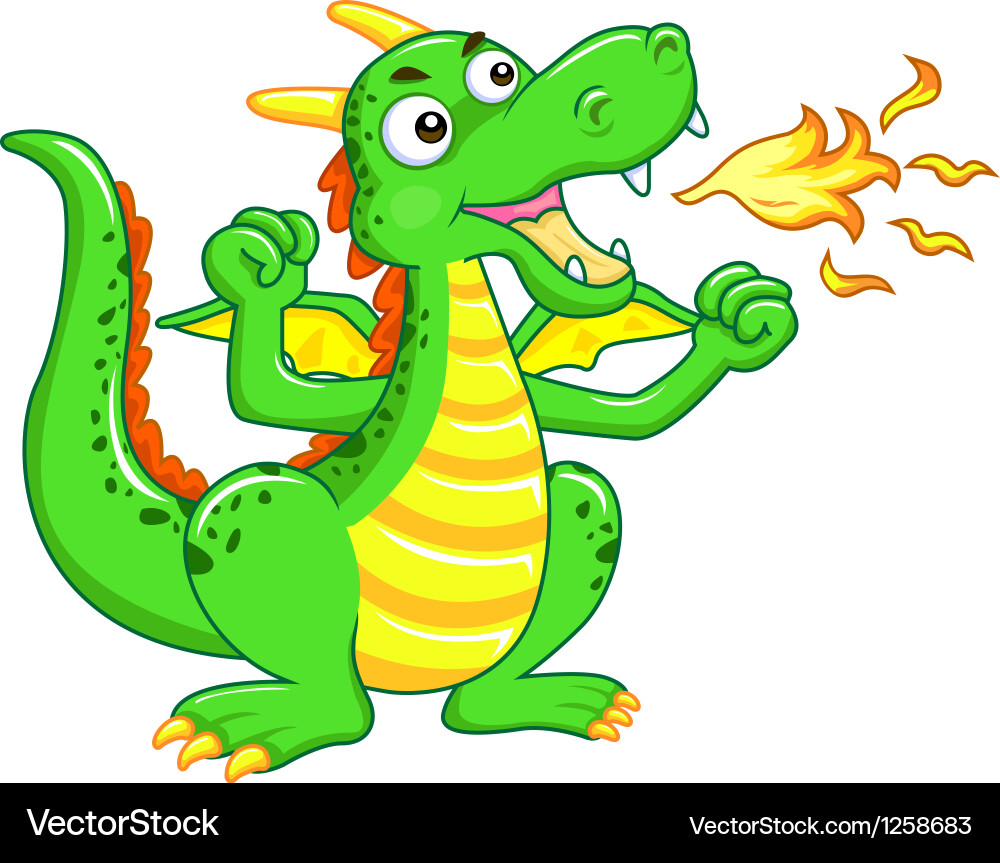 Cartoon Green Dragon Vector Image