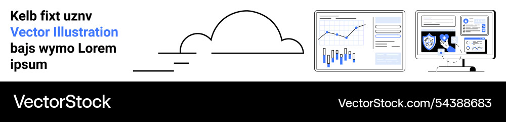 Cloud computing concept with graphs and security Cloud computing concept with graphs and security vector image