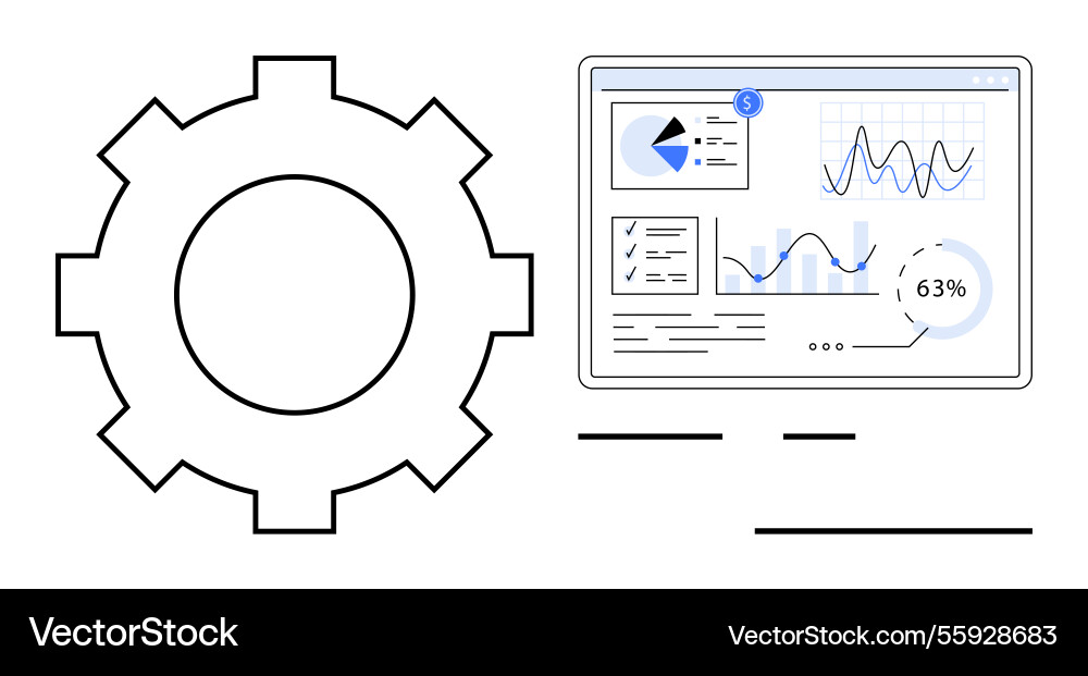 Gear and analytics dashboard representing data Gear and analytics dashboard representing data vector image