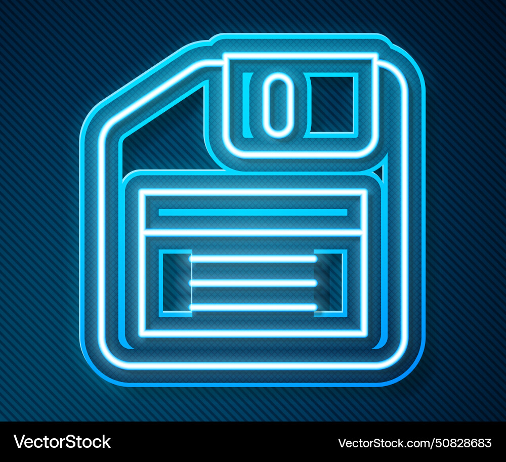 Glowing neon line floppy disk for computer data Glowing neon line floppy disk for computer data vector image