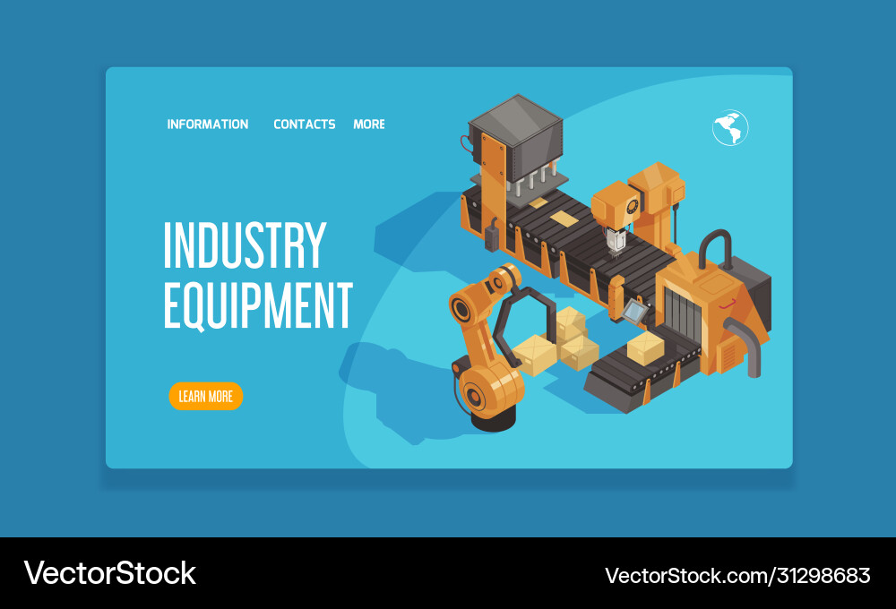 Isometric robot automation landing page vector image