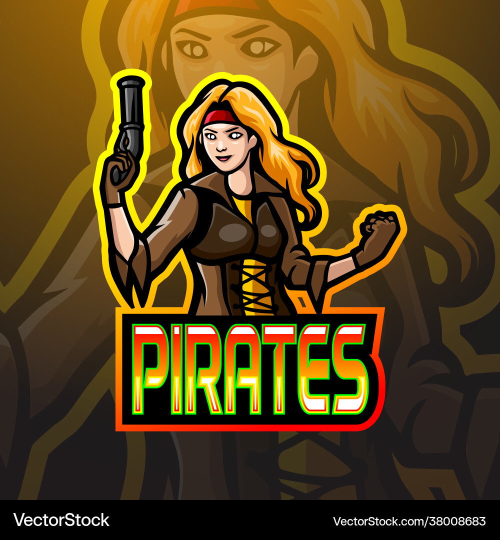 Pirates Mädchen mascot sport esport logo design Pirates Mädchen mascot sport esport logo design vektorbild