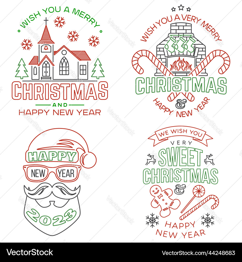 Set of merry christmas and happy new year stamp Set of merry christmas and happy new year stamp vector image