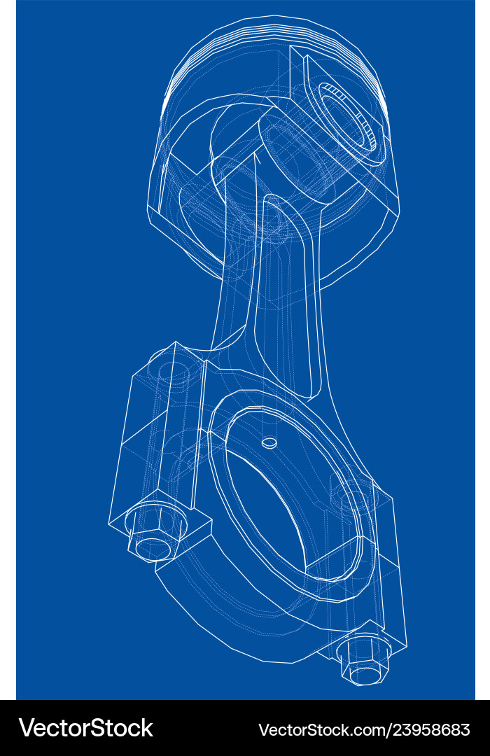 Sketch of piston rendering 3d Sketch of piston rendering 3d vector image