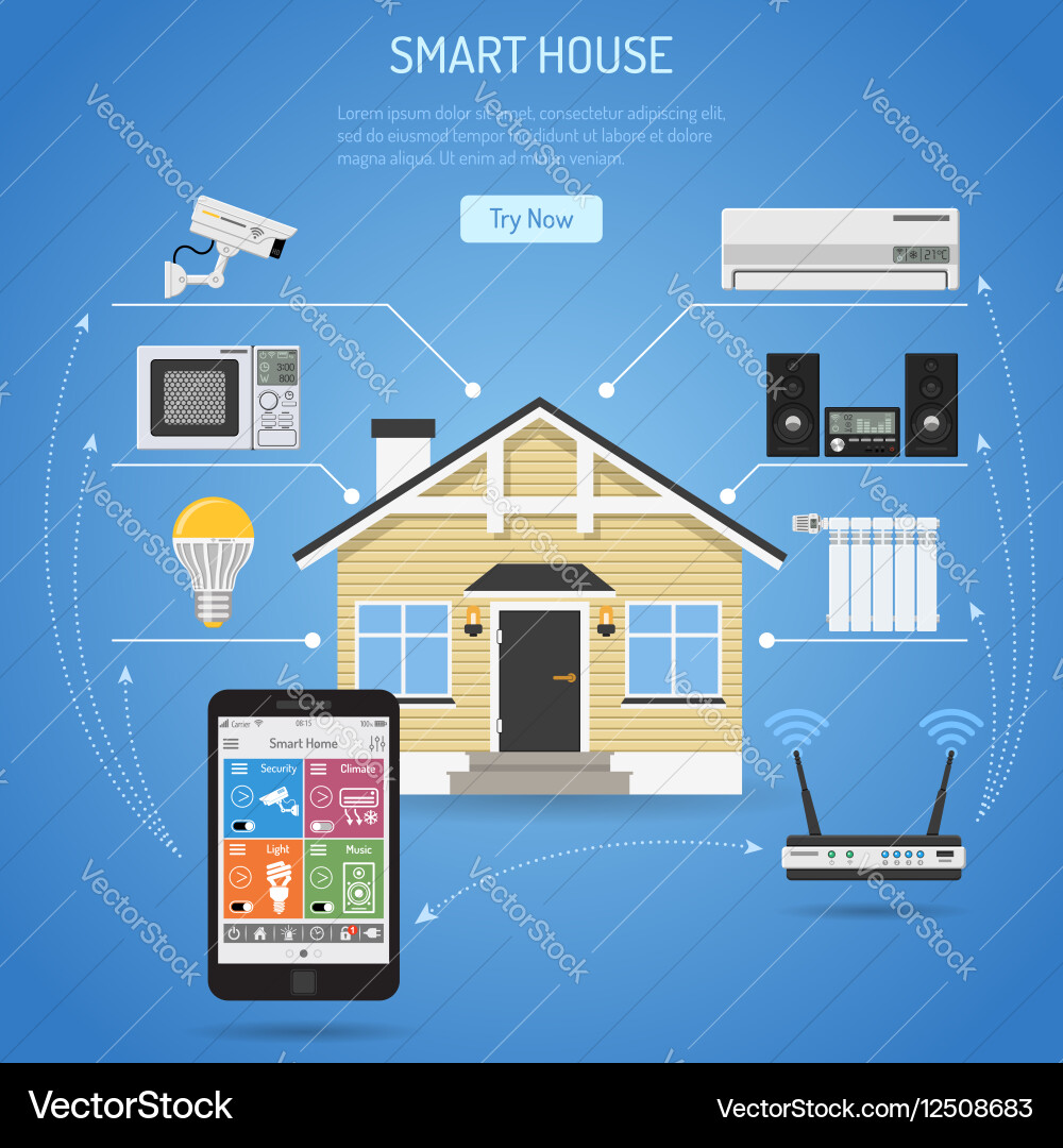 Smart house and internet of things Vector Image