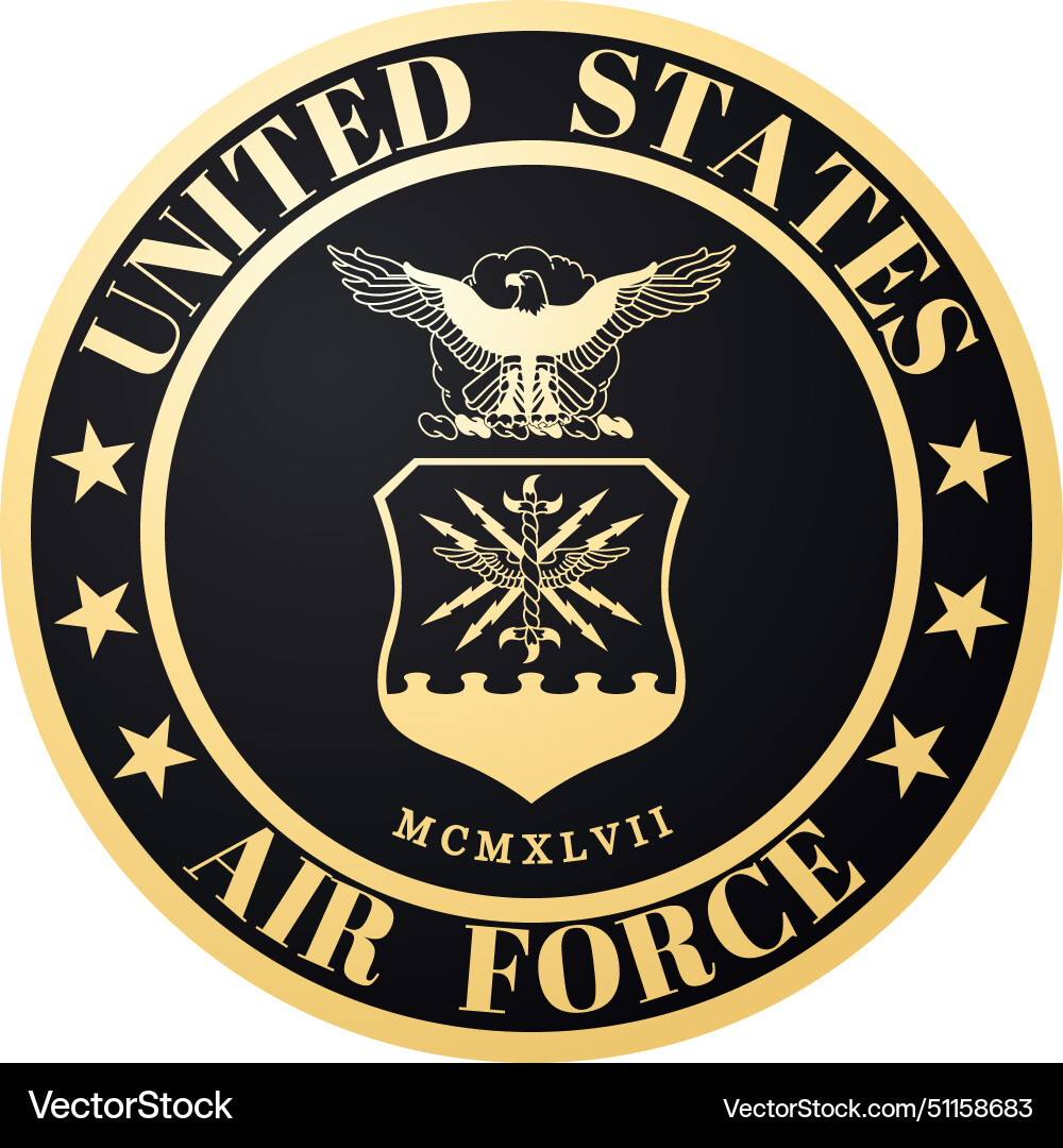 United States Air Force Golden Seal Vector Image
