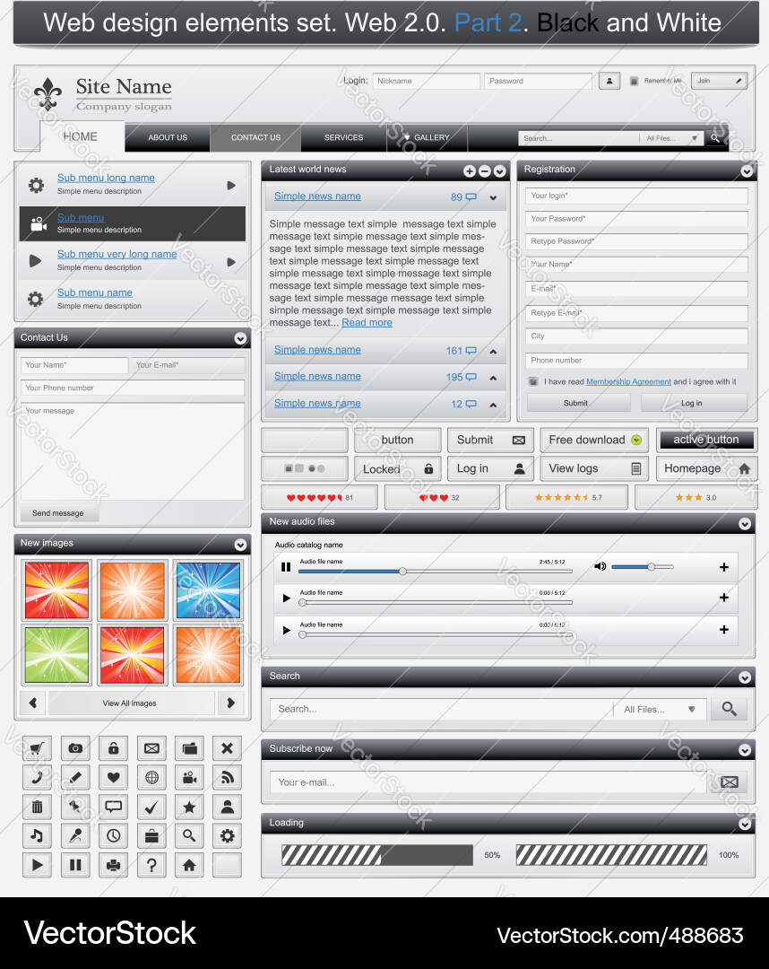Website Interface Elements Vector Image