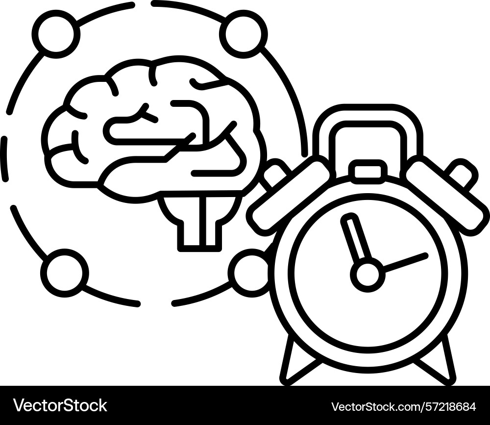 A red clock with brain in the background A red clock with brain in the background vector image