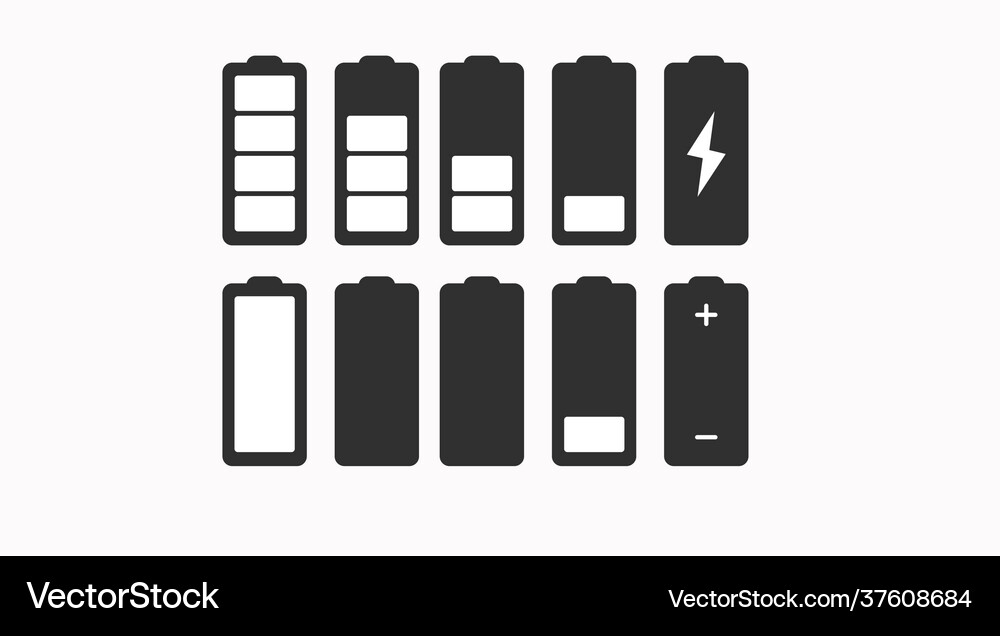 Battery icon set (37608684) – Royalty-Free Vector | VectorStock