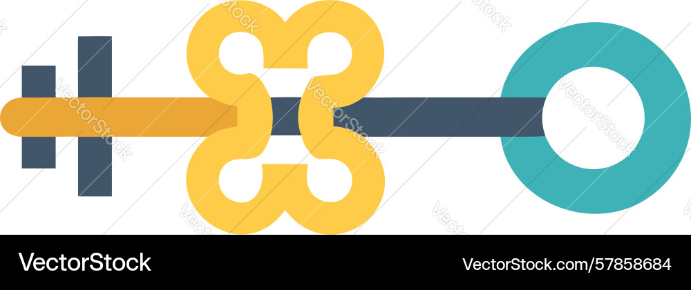 Classic solid key icon in simple style design Vector Image