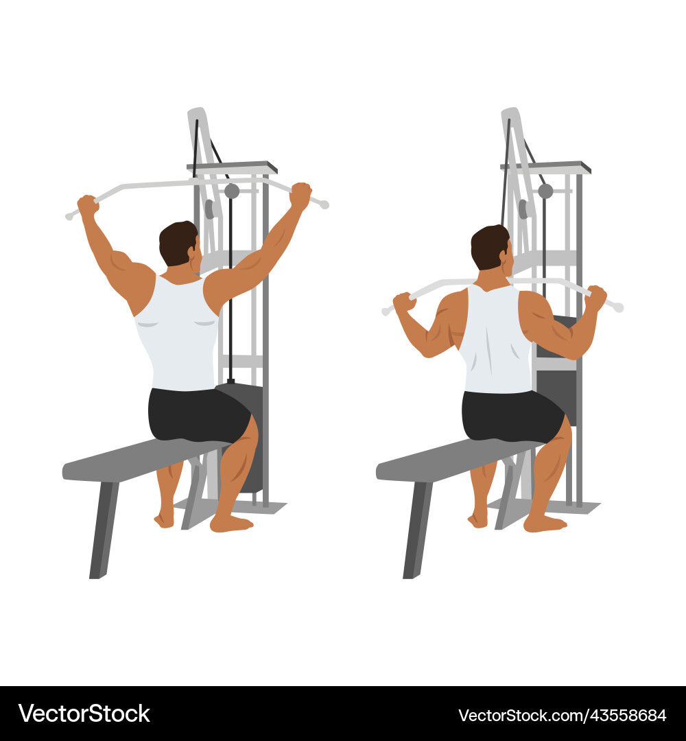 Man Performing Seated Lat Pulldown vector image