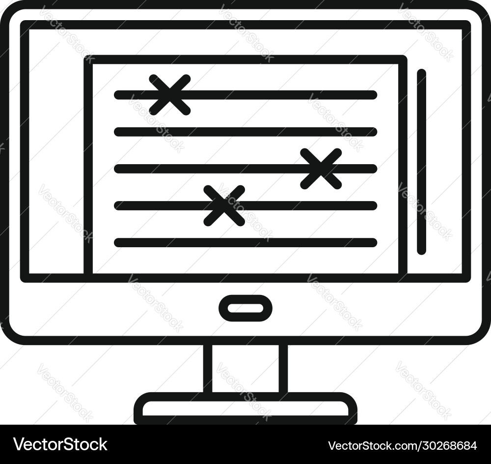 Monitor document editor icon outline style vector image