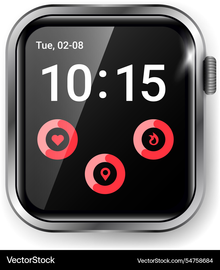 Smartwatch interface displaying time date Vector Image