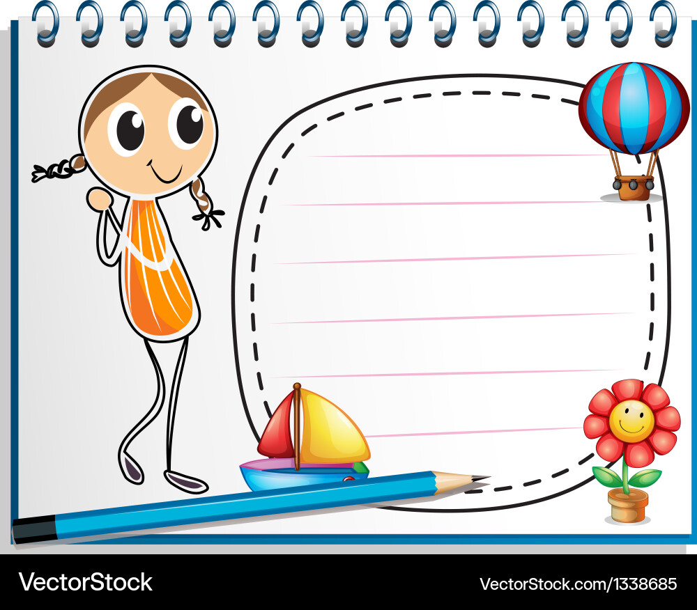 A notebook with an image of girl and empty vector image