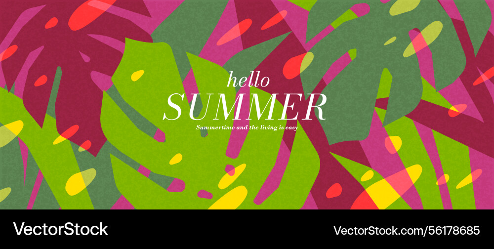Abstract bright background with tropical leaves vector image