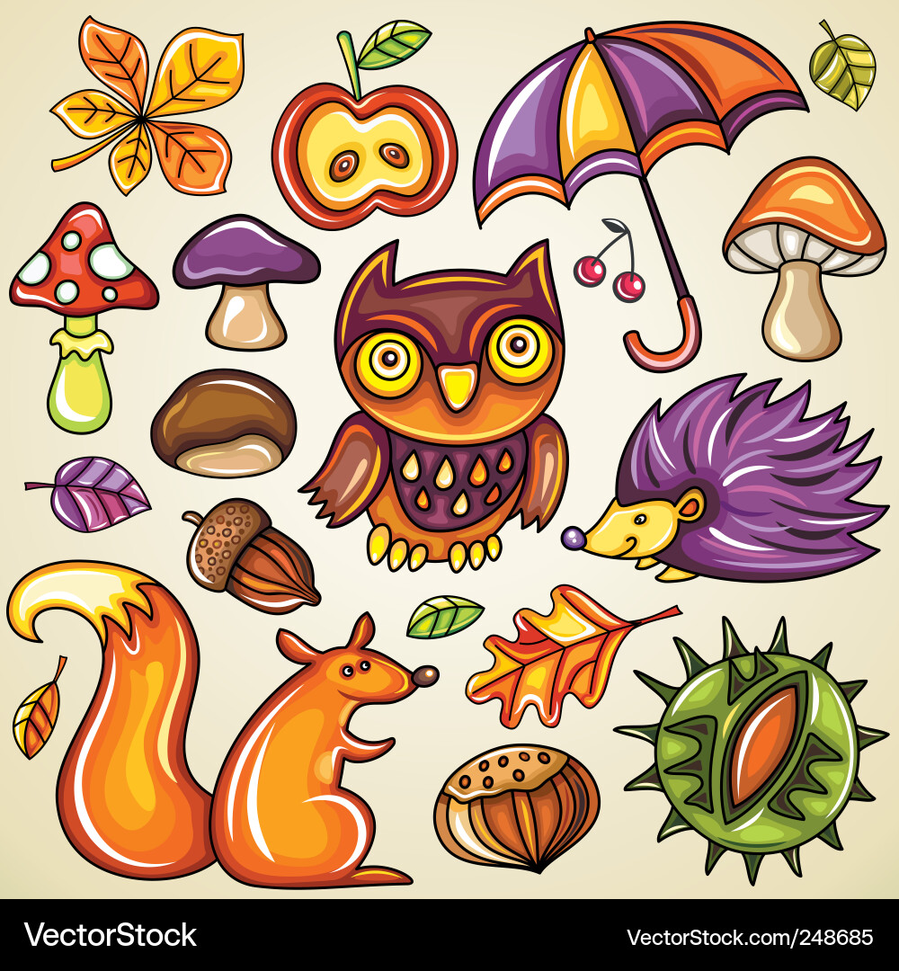 Autumnal Objects Collection vector image