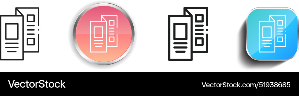 Brochure icon thin linear regular and button Brochure icon thin linear regular and button vector image