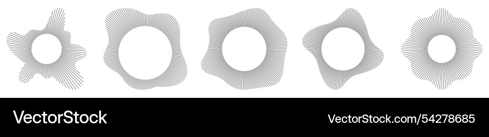 Circular sound waves set abstract music audio Circular sound waves set abstract music audio vector image
