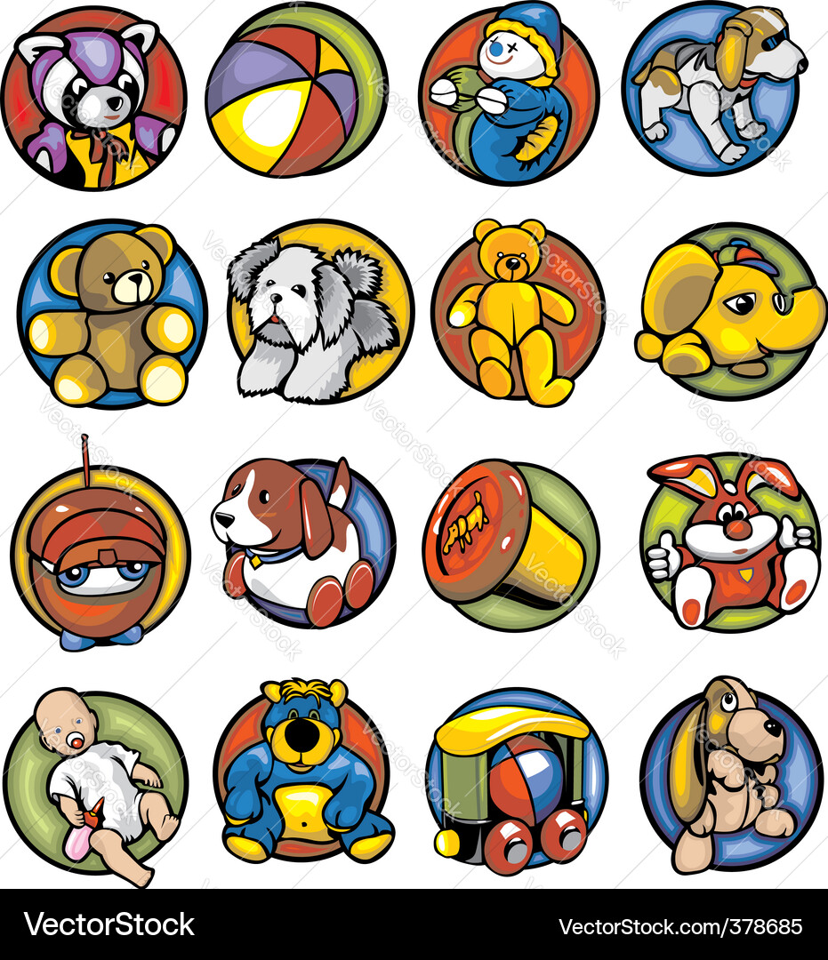 Cute Children's Toys Collection Vector Image