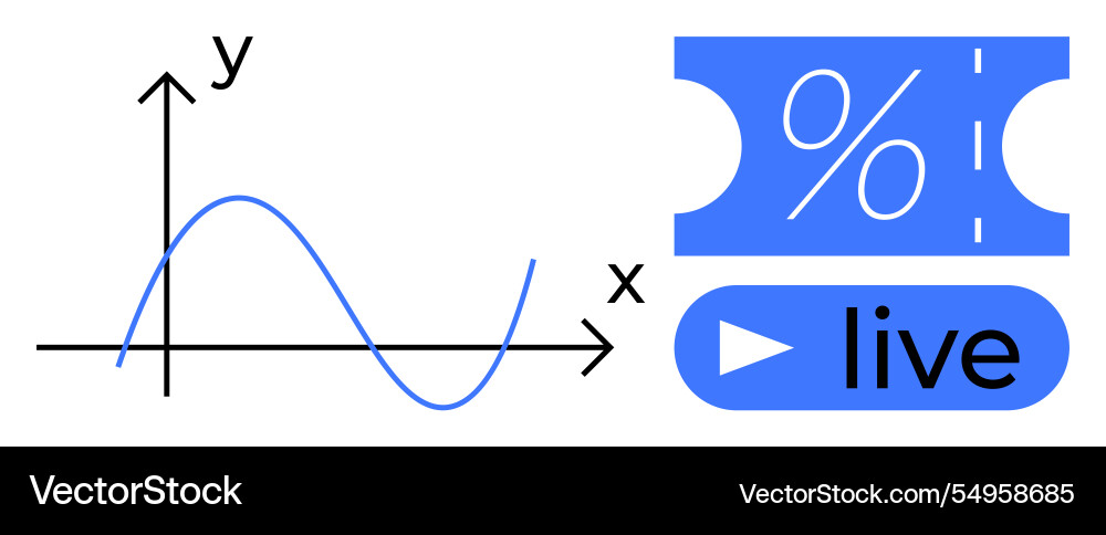 Graph of oscillating function with discount Graph of oscillating function with discount vector image