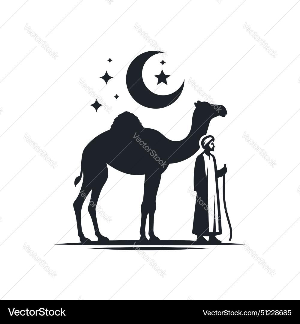 Man with camel on eid ul adha Vector Image