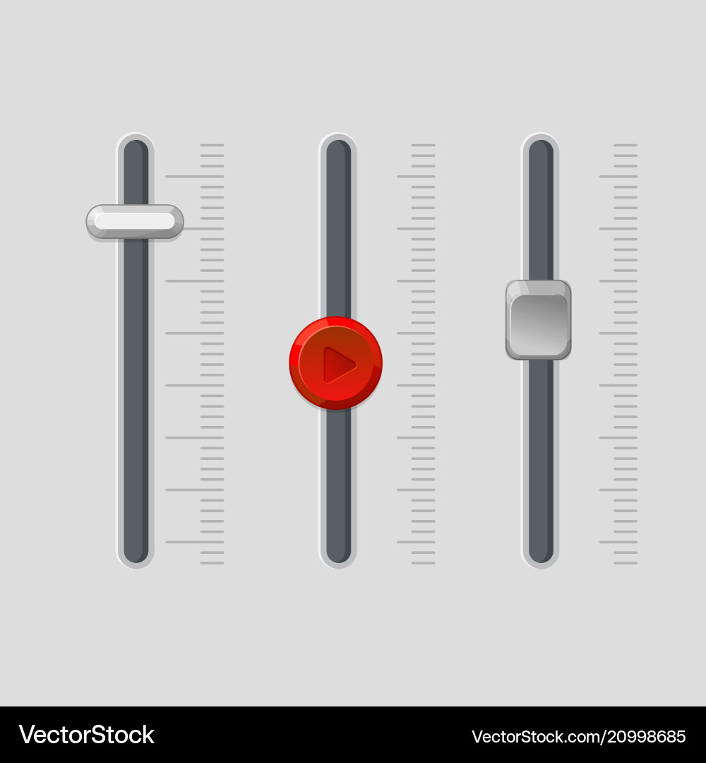 Modern fader panel with regulative buttons near Modern fader panel with regulative buttons near vector image