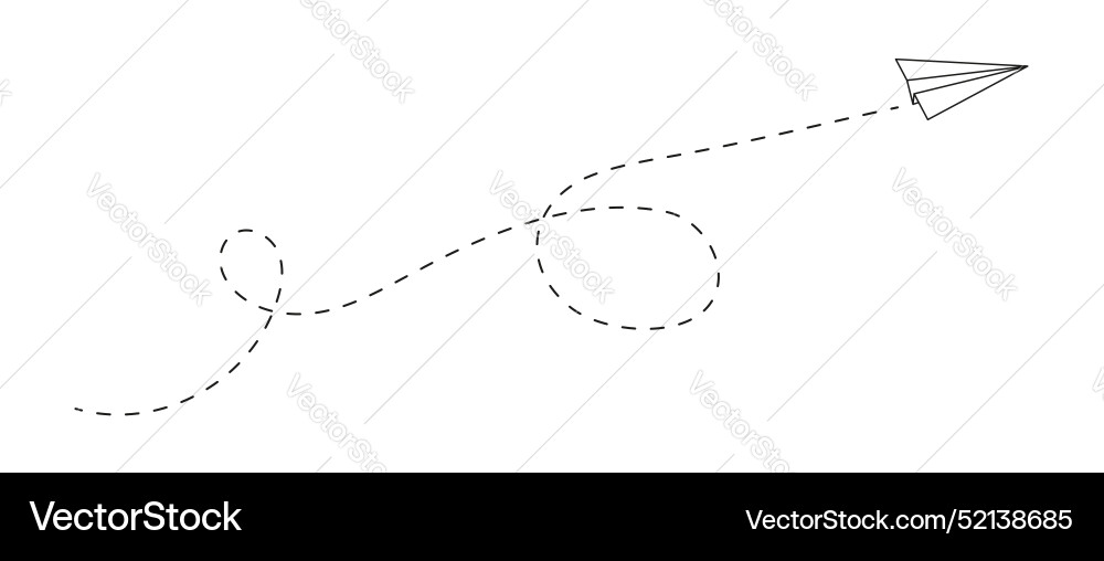 Paper plane icon with dashed path line and loops Paper plane icon with dashed path line and loops vector image