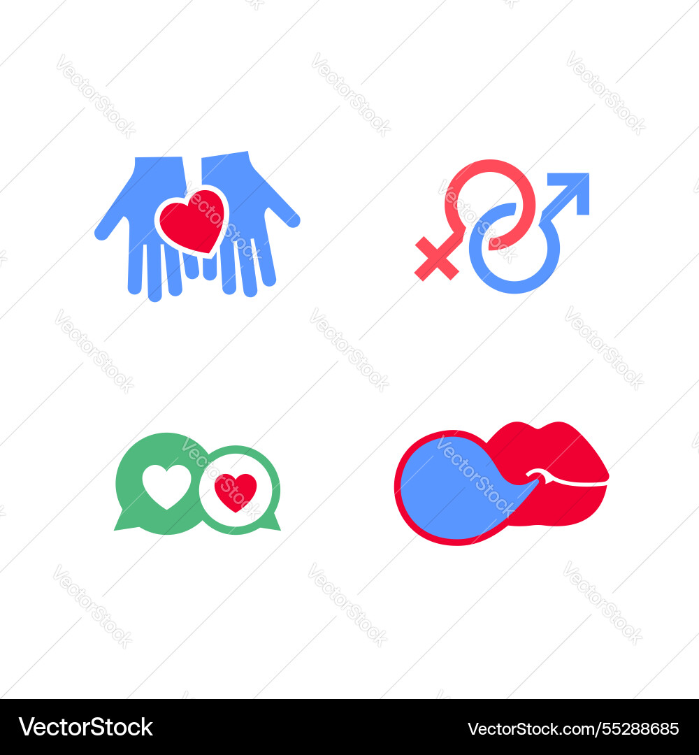 Set icons or valentines day symbols holiday signs Set icons or valentines day symbols holiday signs vector image