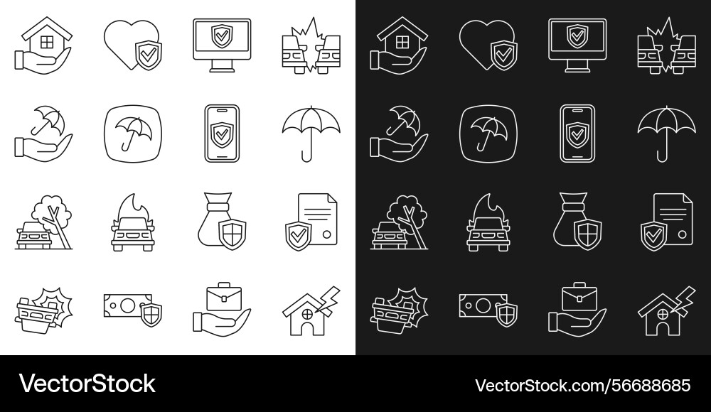 Set line house and lightning contract with shield Set line house and lightning contract with shield vector image