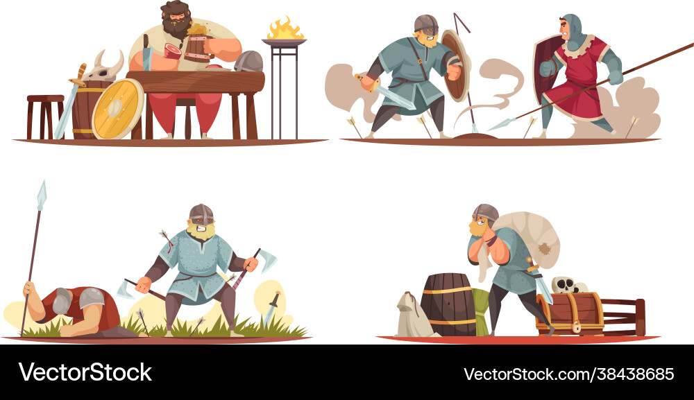 Viking cartoon compositions vector image