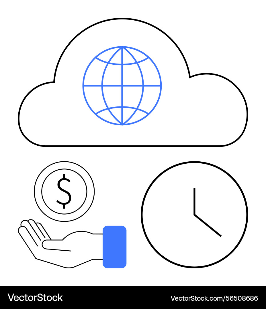 Cloud computing with global connectivity time Cloud computing with global connectivity time vector image