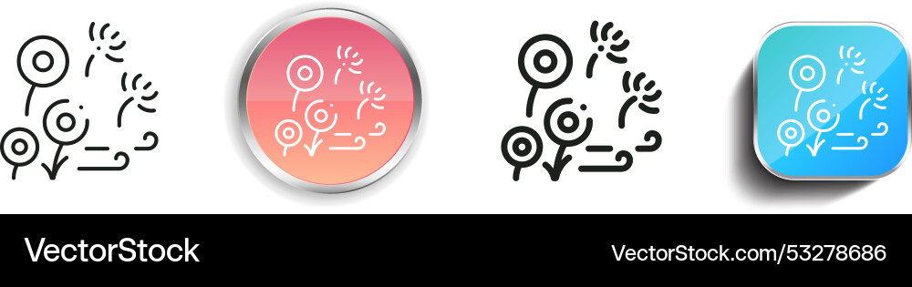 Dandelion icon thin linear regular and button vector image