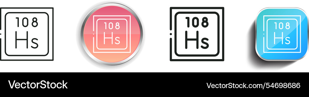Hassium icon thin linear regular and button style Hassium icon thin linear regular and button style vector image