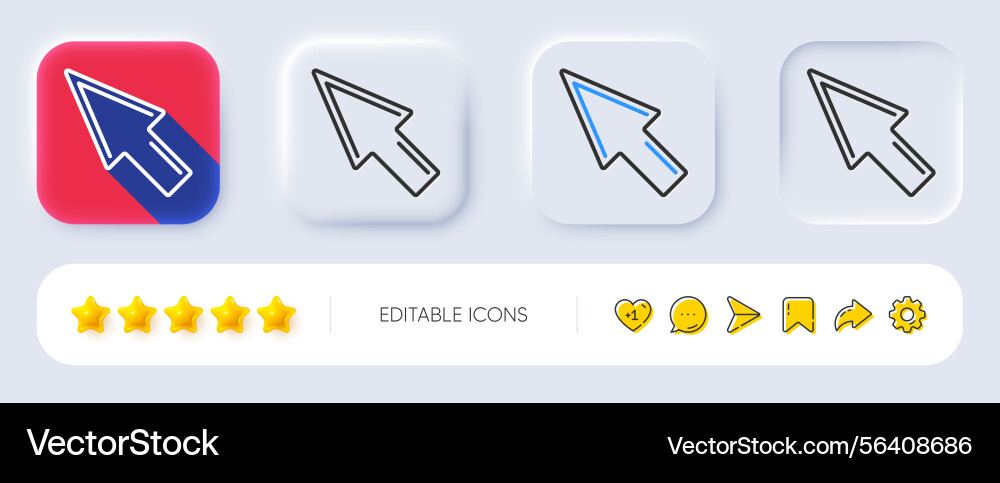 Mouse cursor line icon pointer sign neumorphic Mouse cursor line icon pointer sign neumorphic vector image