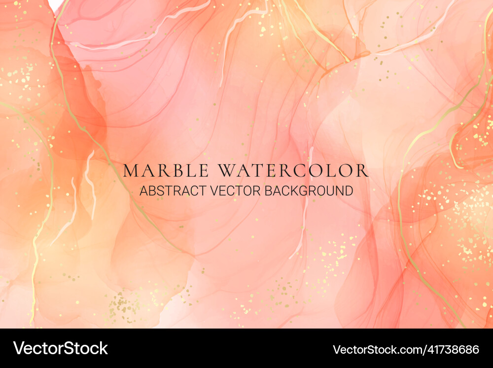 Rose pink liquid watercolor background with golden Rose pink liquid watercolor background with golden vector image