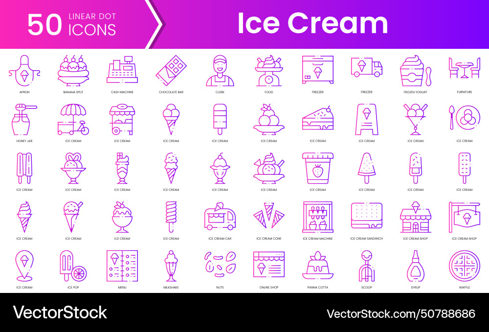 Set of ice cream shop icons gradient style icon Set of ice cream shop icons gradient style icon Vector Image