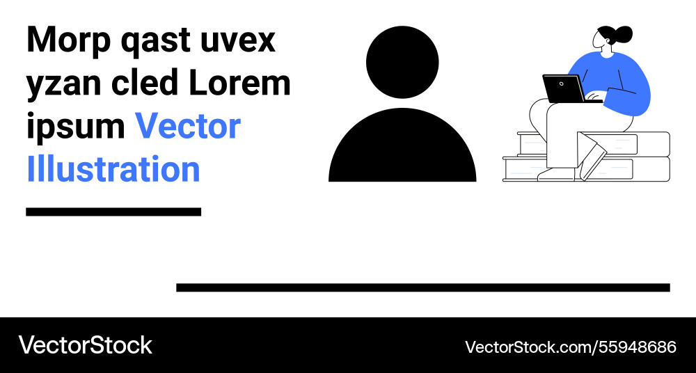 User profile layout with person using laptop User profile layout with person using laptop Vector Image