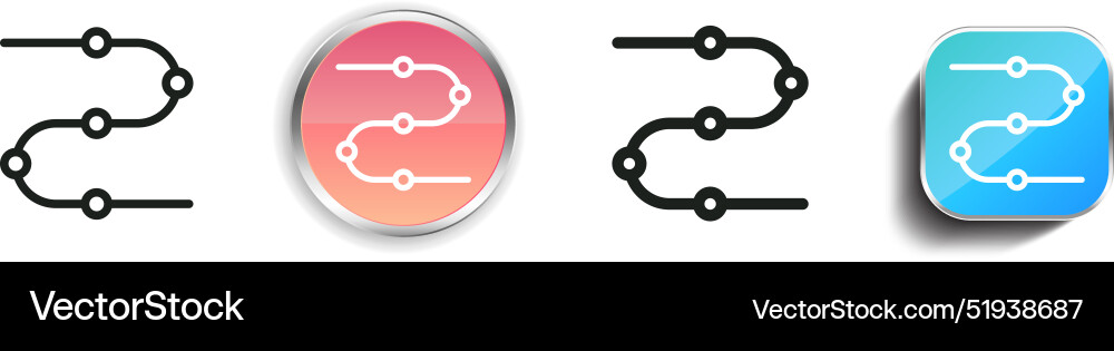 Brock cord icon thin linear regular and button vector image