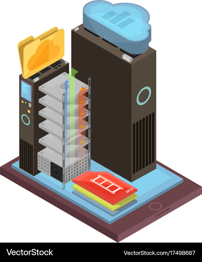 Cloud storage isometric design Royalty Free Vector Image
