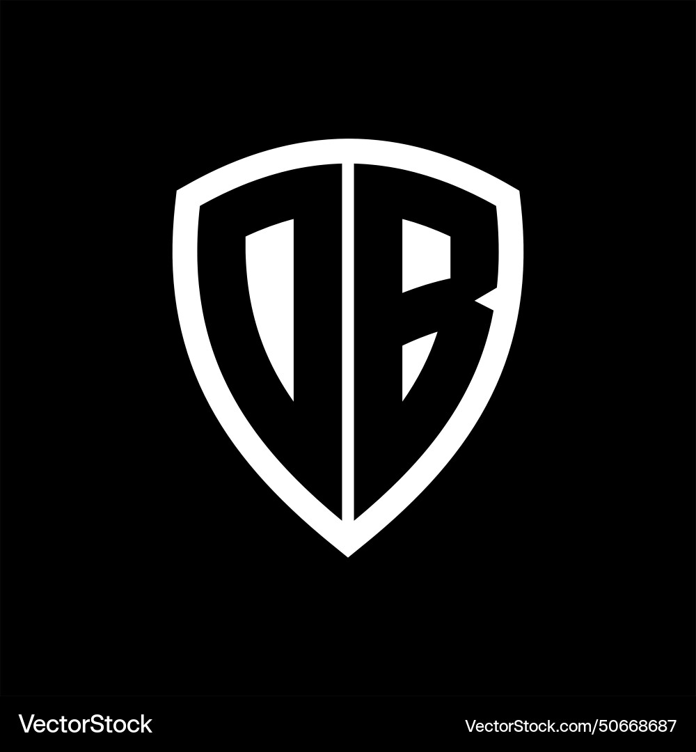 Db monogram logo with bold letters shield shape Db monogram logo with bold letters shield shape Vector Image