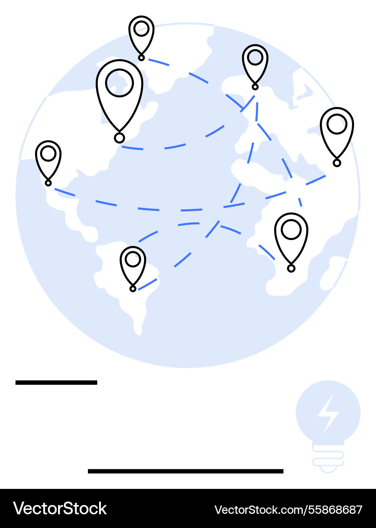 Global network connection with location markers Global network connection with location markers vector image