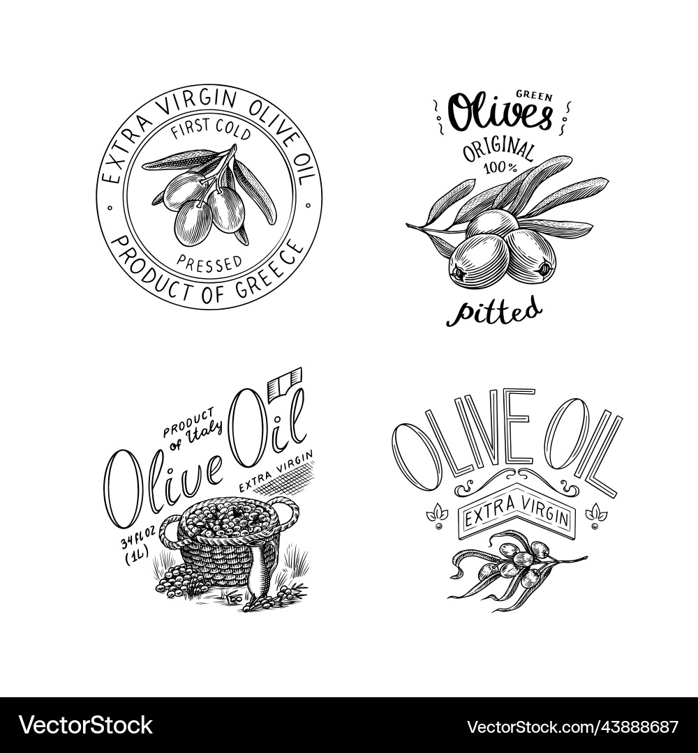 Set von Olivenöl und Zweig Bäume Logo Bio Set von Olivenöl und Zweig Bäume Logo Bio vektorbild