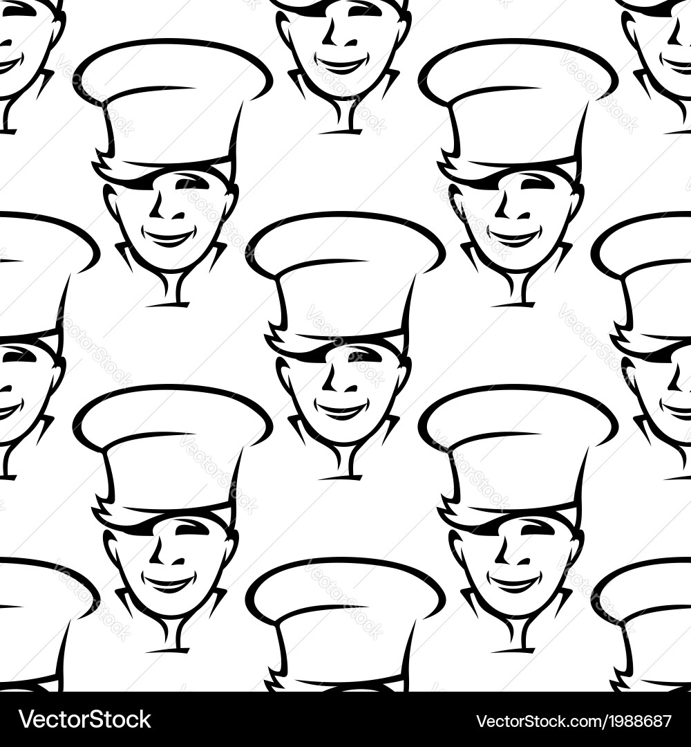 Smiling Chef Pattern - Seamless Repeat vector image